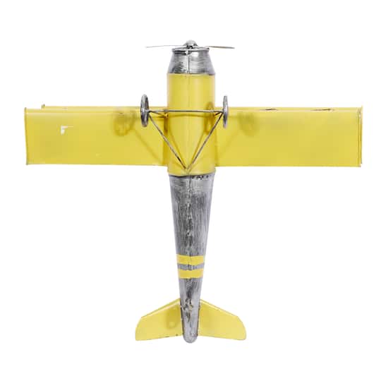 Yellow Retro Airplane Hanging Airplane Accent